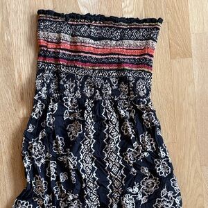 Angie Strapless Dress - Black and Pink